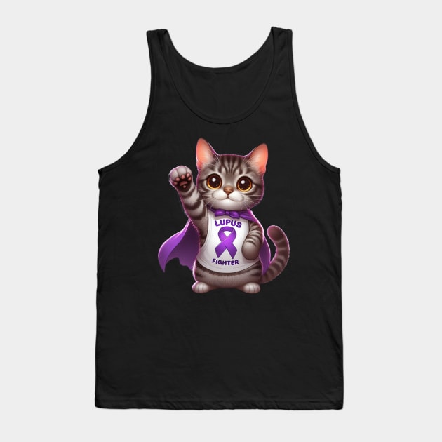 Feline Warrior: Cute Cat Lupus Fighter Tank Top by Divineshopy